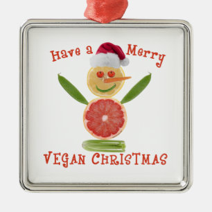 Merry Vegan Christmas Metal Tree Decoration