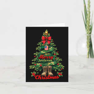 Merry Veteran Christmas Tree Xmas Family Matching  Card