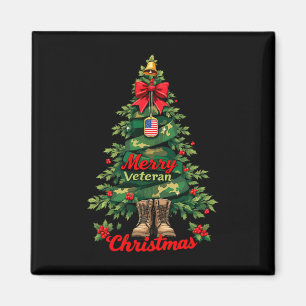 Merry Veteran Christmas Tree Xmas Family Matching  Magnet
