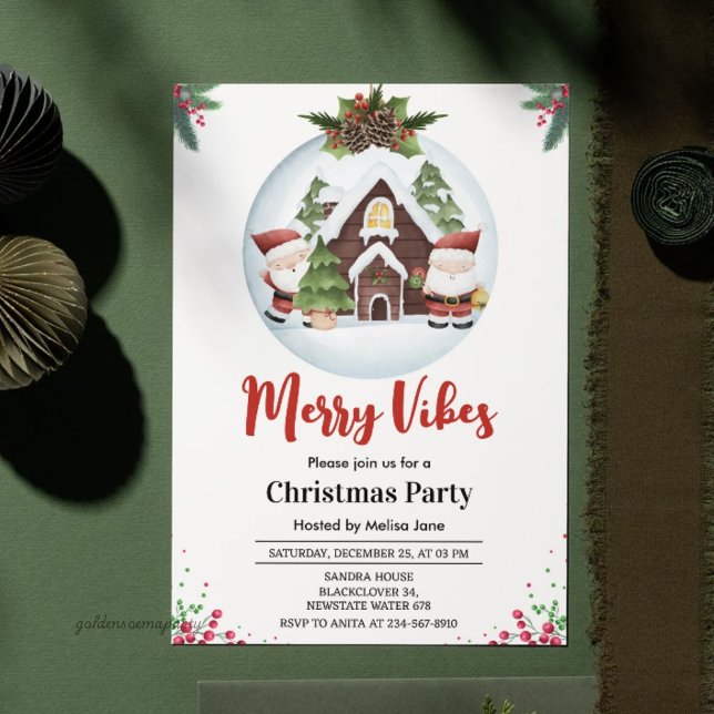 Merry Vibes Christmas Party Invitation (Merry Vibes Christmas Party Invitation)