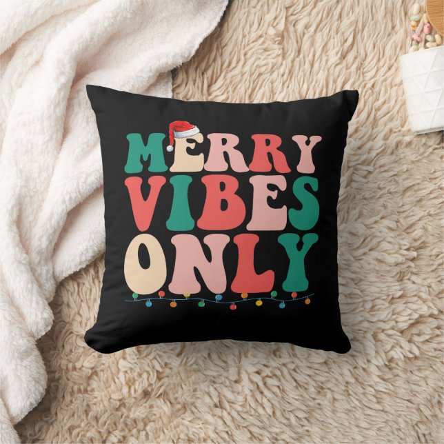 Merry Vibes Only Christmas Holiday Family Cushion (Blanket)