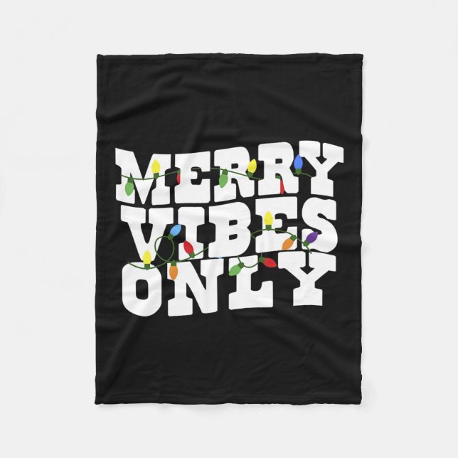 Merry Vibes Only Christmas Light 1  Fleece Blanket (Front)