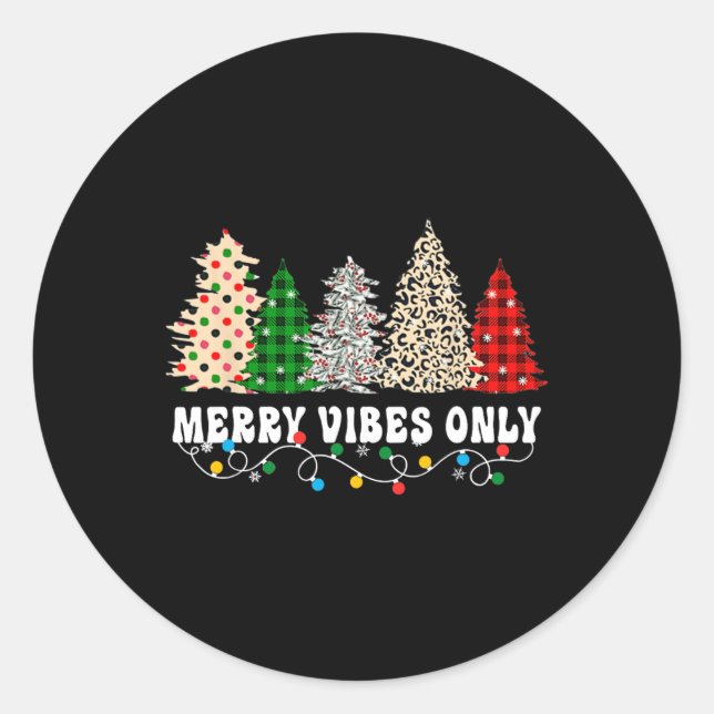 Merry Vibes Only Christmas Light 5  Classic Round Sticker (Front)