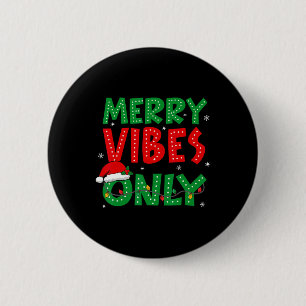 Merry Vibes Only Christmas Lights Holiday Retro Vi 6 Cm Round Badge