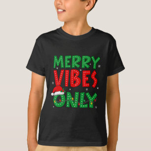 Merry Vibes Only Christmas Lights Holiday Retro Vi T-Shirt
