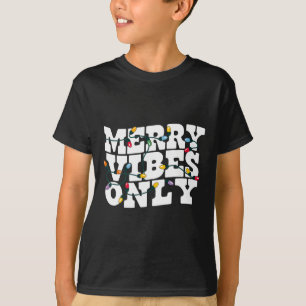 Merry Vibes Only Christmas Lights Wavy Vintage Tee