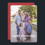 Merry Vibes Only | Retro Christmas Photo Holiday<br><div class="desc">Beautiful card featuring fun retro typography with one photo on the front and room for two of your favourite photos and a custom message on the back. Christmas is a time of peace and magic; a wonderful holiday filled with comfort and joy. Add your custom wording to this design by...</div>