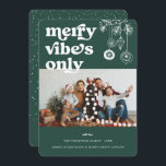 Merry Vibes Only | Retro Christmas Photo Holiday<br><div class="desc">Beautiful card featuring fun retro typography with one photo on the front and room for two of your favourite photos and a custom message on the back. Christmas is a time of peace and magic; a wonderful holiday filled with comfort and joy. Add your custom wording to this design by...</div>