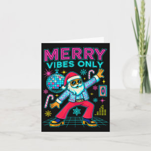 Merry Vibes Only Santa Christmas Disco Retro 70s 8 Card