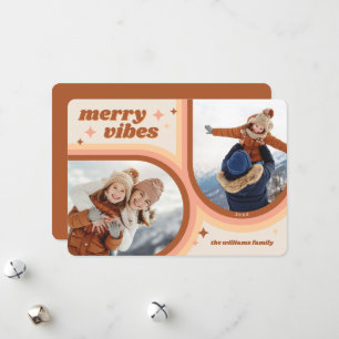 Merry Vibes Retro Arch 2 Photo Holiday Card