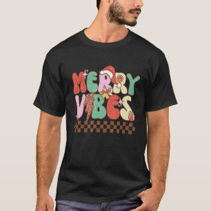 Merry Vibes Retro Christmas Candy Cane Christmas v T-Shirt