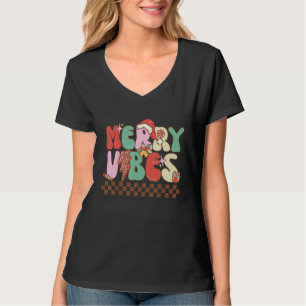 Merry Vibes Retro Christmas Candy Cane Christmas v T-Shirt