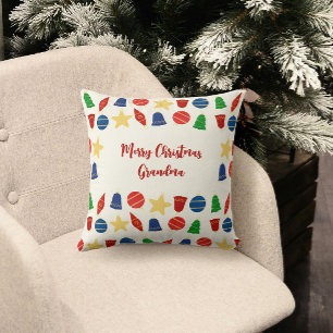 Merry Vintage Holiday Ornaments  Cushion