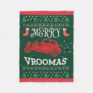 MERRY VROOMAS - CHRISTMAS UGLY SWEATER FLEECE BLANKET