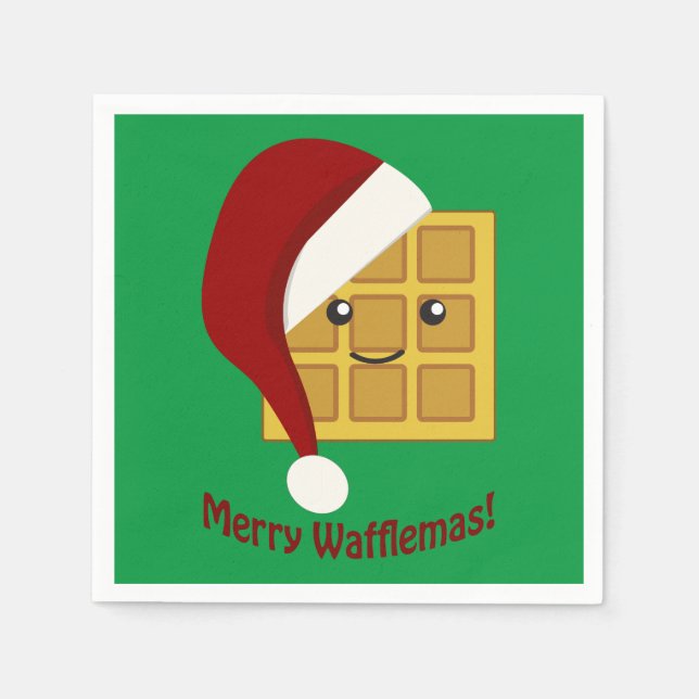 Merry Wafflemas Christmas Waffle Napkin (Front)