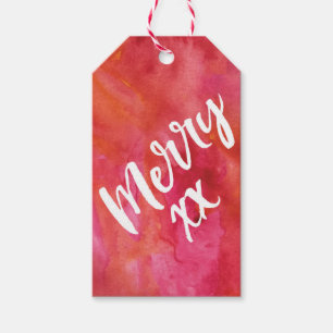 Merry watercolor Christmas gift tags