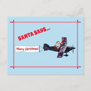 Merry Waving Santa Says   Postcard