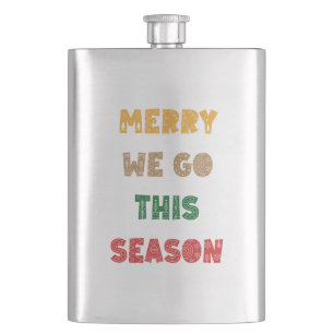 Merry We Go, Merry Christmas, Christmas, Retro Hip Flask