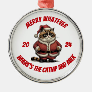 Merry Whatever Where's The Catnip And Milk Metal Tree Decoration