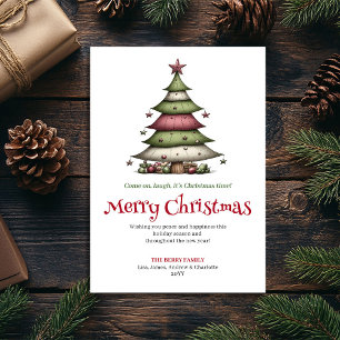 Merry Whimsical Christmas Tree Holiday Greeting Card