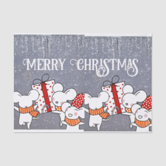 Merry white mice ready for Christmas Tissue Paper