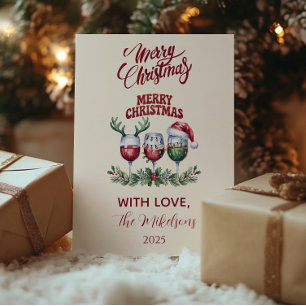 Merry Wine Christmas Holiday Card