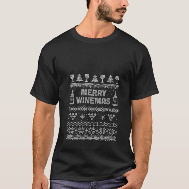 Merry Winemas Funny Wine Ugly Christmas Sweater V  (Front)