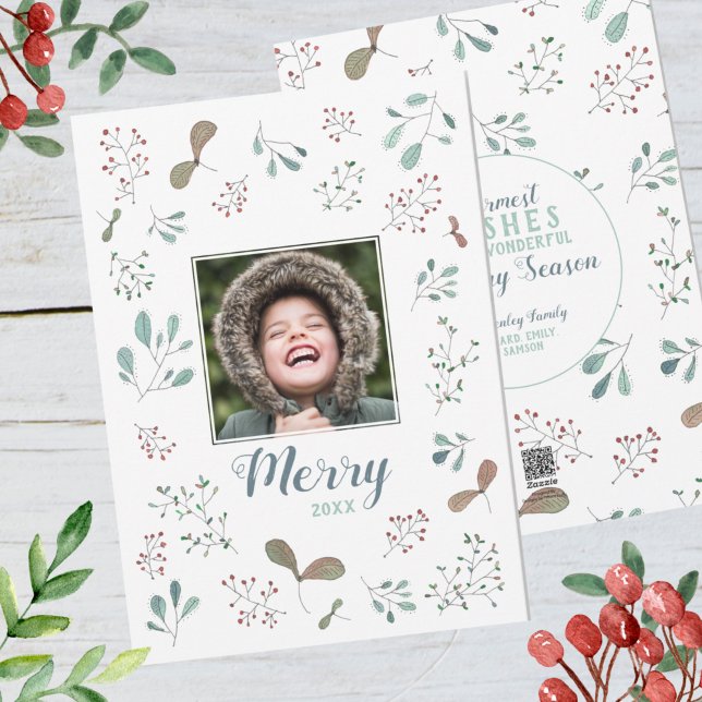 Merry Winter Woodland Christmas Photo Holiday Card (Creator Uploaded)