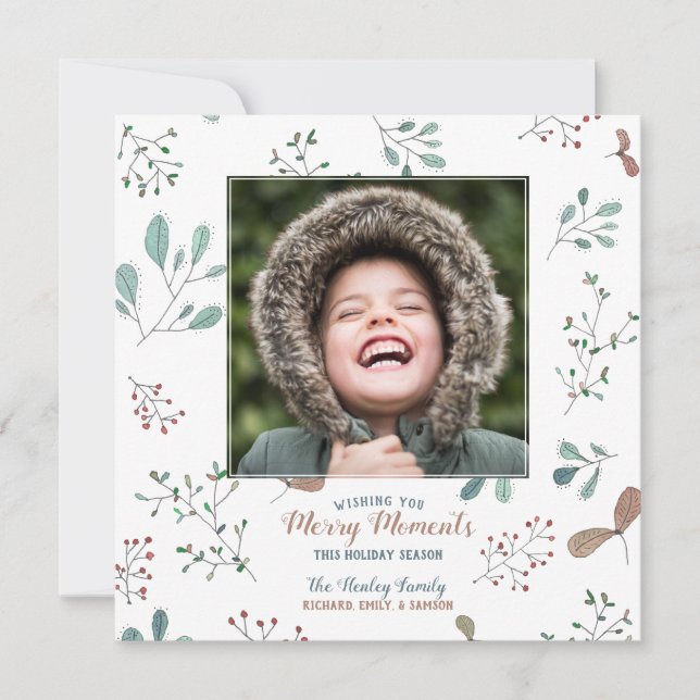 Merry Winter Woodland Christmas Photo Holiday Card (Front)