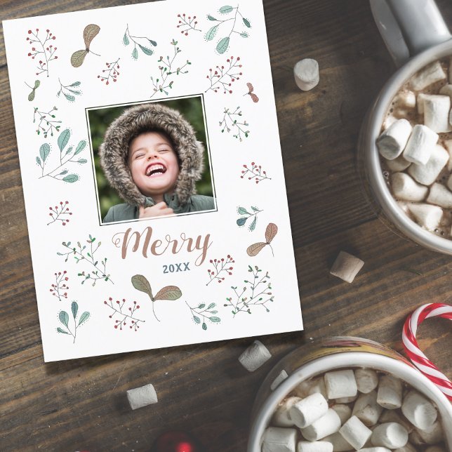 Merry Winter Woodland Christmas Photo Holiday Postcard (Creator Uploaded)