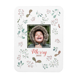 Merry Winter Woodland Christmas Photo Magnet