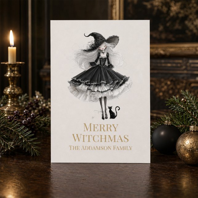 Merry Witchmas Dark Gothic Witch Holiday Card (Merry Witchmas Dark Gothic Witch Holiday Card)
