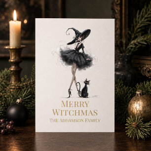 Merry Witchmas Gothic Witch Custom Greeting Card
