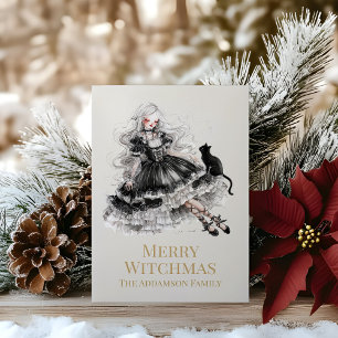Merry Witchmas Gothic Witch Custom Holiday Card