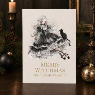 Merry Witchmas Gothic Witch Custom Holiday Card