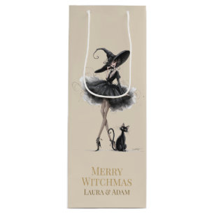 Merry Witchmas Wine Gift Box – Gothic Witch & Cat  Bag