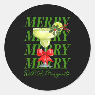 Merry With A Margarita Christmas Drinking Margarit Classic Round Sticker