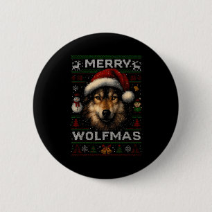Merry Wolfmas Merry Christmas Wolf Ugly Sweater Fu 6 Cm Round Badge
