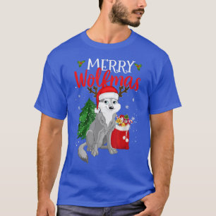 Merry Wolfmas Wolf Christmas Tree Funny Animal Lov T-Shirt