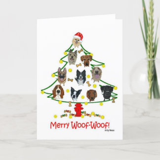 Merry Woof-Woof Dog Breeds Christmas Card