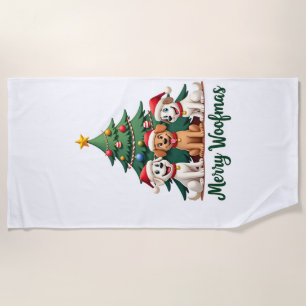 Merry Woofmas (2) Beach Towel