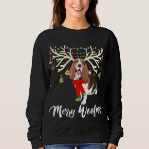Merry Woofmas Basset Hound Reindeer Christmas Dog Sweatshirt