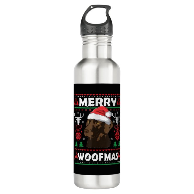 Merry Woofmas Chocolate Christmas Labrador Lover 710 Ml Water Bottle (Front)