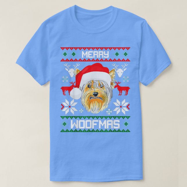 Merry Woofmas Christmas Dog Deer Snowflakes Merry  T-Shirt (Design Front)