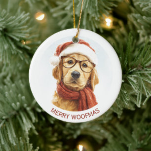 Merry Woofmas   Custom Dog Photo Ornament