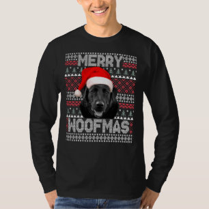 Merry Woofmas Cute Black Labrador Retriver With Sa T-Shirt
