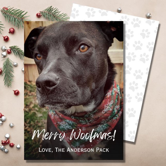 Merry Woofmas Cute Dog Photo Christmas Holiday Card (Creator Uploaded)