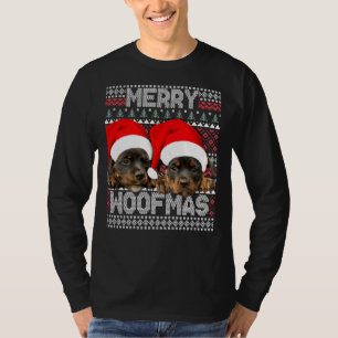 Merry Woofmas Cute Rottweiler Puppies With Santa H T-Shirt