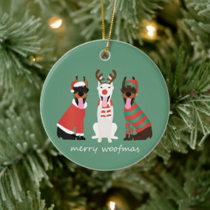 Merry Woofmas Dobermann Christmas Dogs Ceramic Tree Decoration