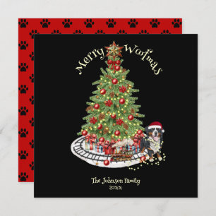 Merry Woofmas Dog Design- Bernese Mountain Dog Holiday Card